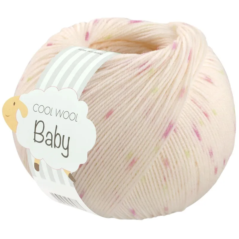 Lana Grossa Cool Wool Baby 367 Bianco/Rosa/Kiwi