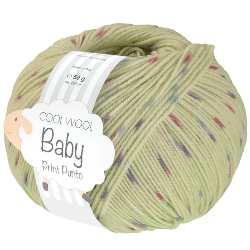 Lana Grossa Cool Wool Baby 372 Verde bianco/Azzurro/Orchidea/Viola