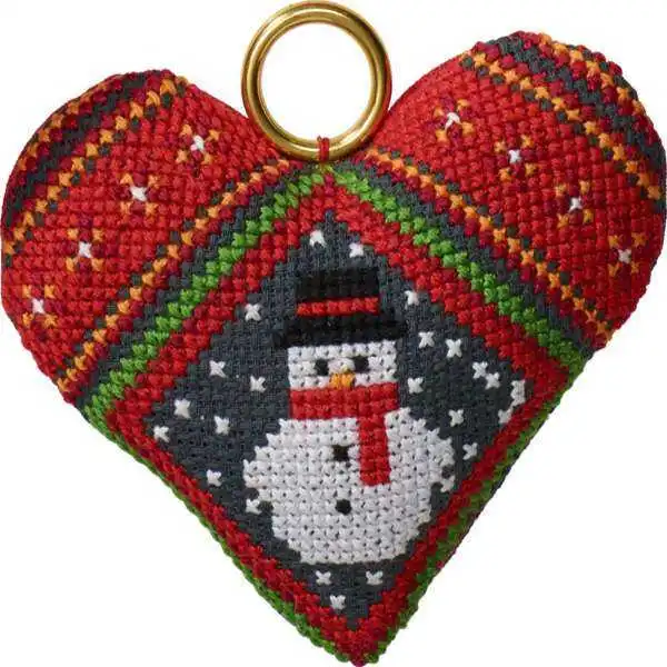 Kit da ricamo Pupazzo di neve appeso di Natale nel cuore