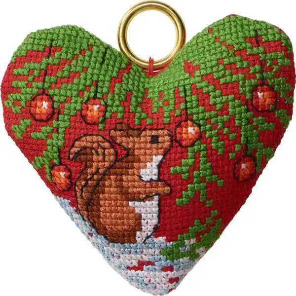 Kit da ricamo Scoiattolo appeso di Natale nel cuore