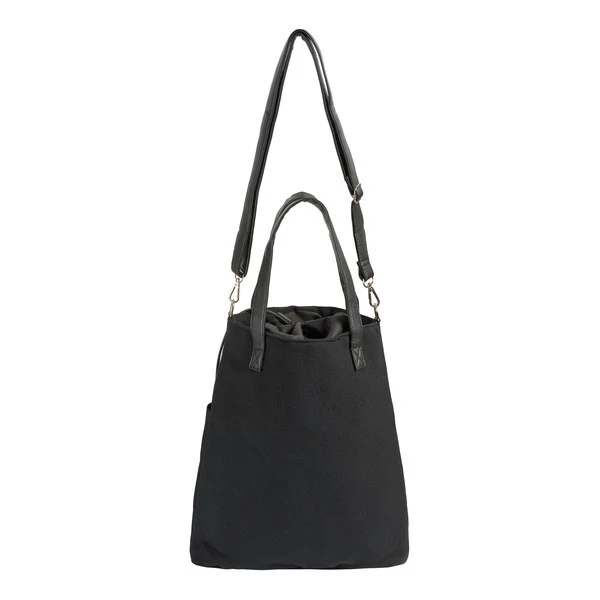 Borsa in filato con tracolla, nera