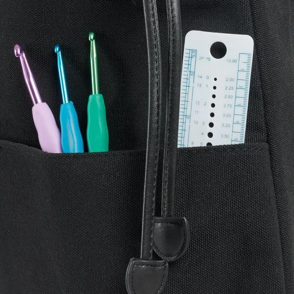 Borsa in filato con tracolla, nera
