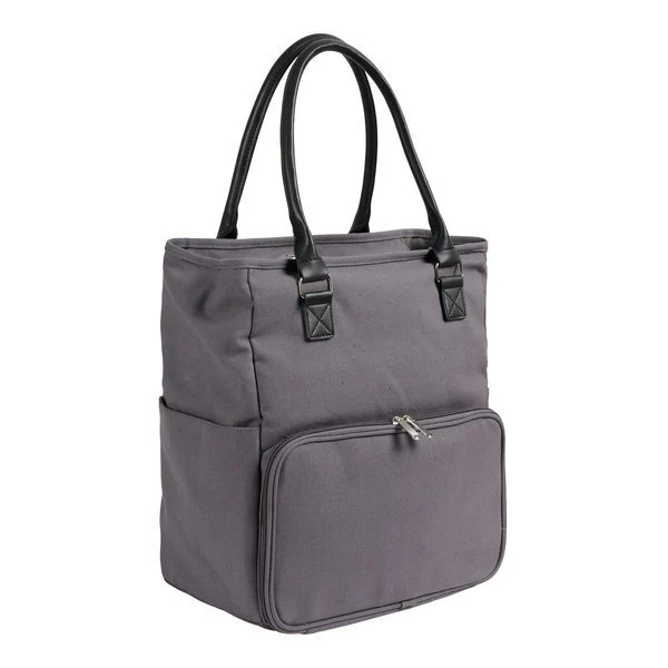Borsa a tracolla con tasca con cerniera, grigio scuro