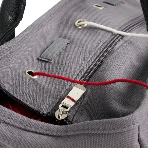 Borsa a tracolla con tasca con cerniera, grigio scuro