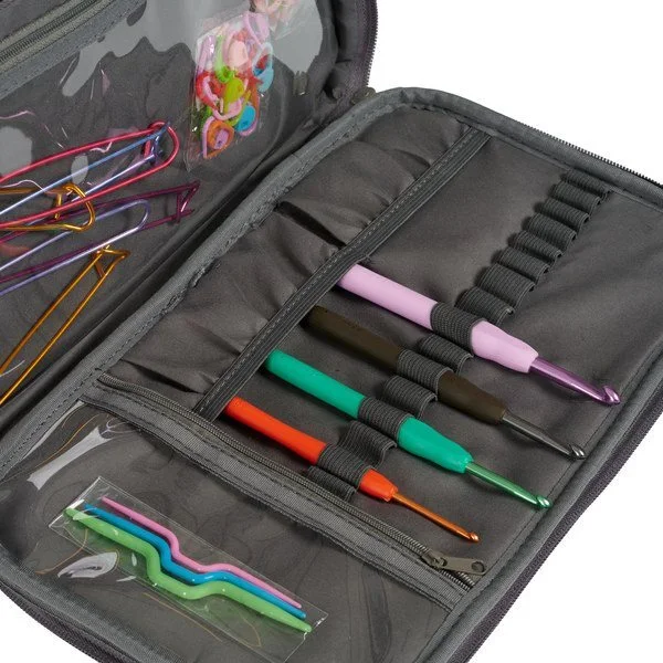 Borsa a tracolla con tasca con cerniera, grigio scuro