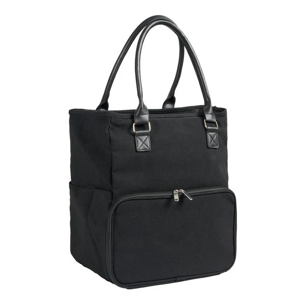 Borsa a tracolla con tasca con cerniera, nera
