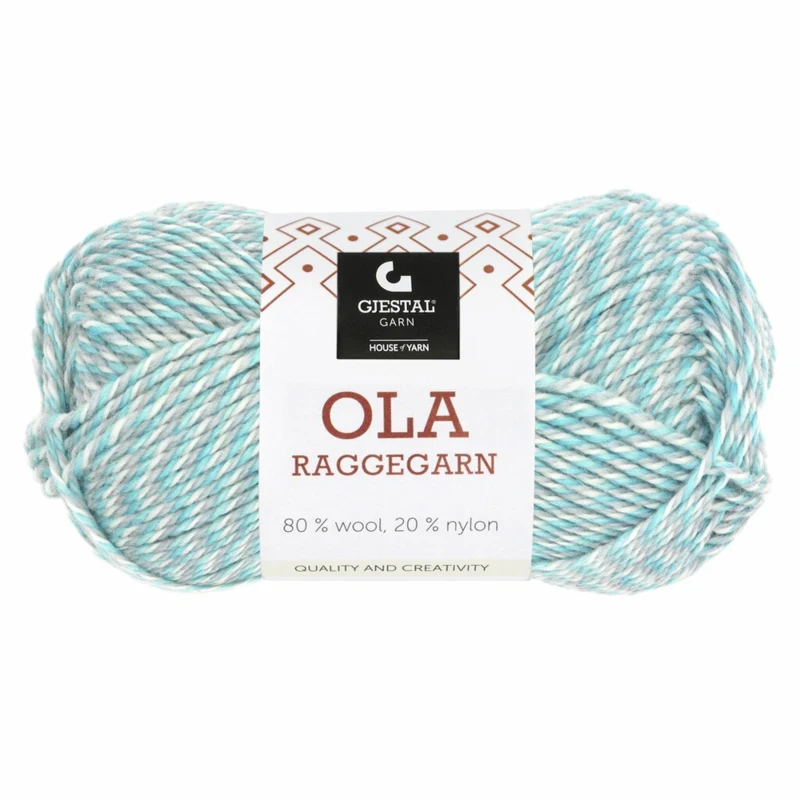 Gjestal Ola Raggegarn 715 Bianco/blu caraibico/blu polvere fresato