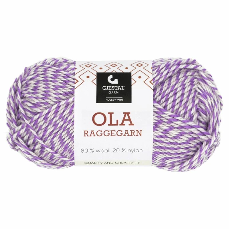 Gjestal Ola Raggegarn 716 Lavanda/rosa polvere/bianco fresato