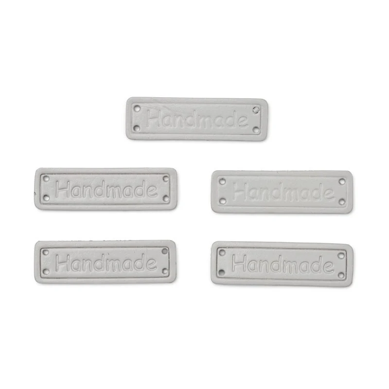 HobbyArts Etichette in Pelle, Handmade, Grigio Chiaro, 5 pezzi
