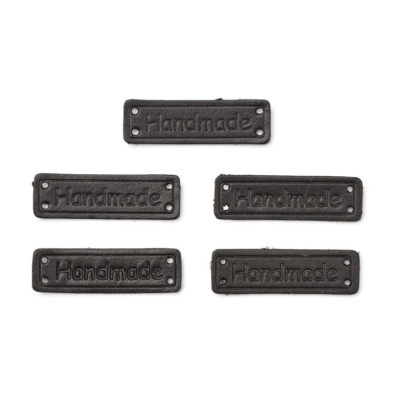 HobbyArts Etichette in Pelle, Handmade, Nero, 5 pezzi