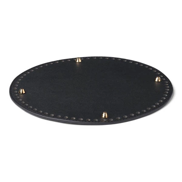 HobbyArts Base Per Cesto In Pelle Rotonda, Pelle Sintetica, Nera, 1 pz (23 cm)