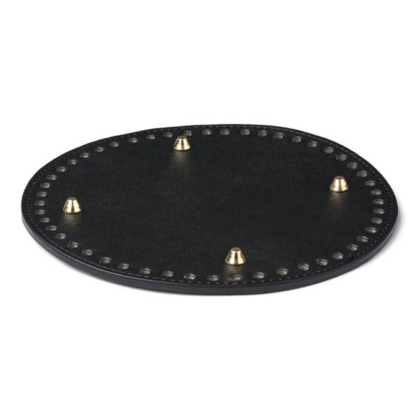 HobbyArts Base Per Cesto In Pelle Rotonda, Pelle Sintetica, Nera, 1 pz (19 cm)