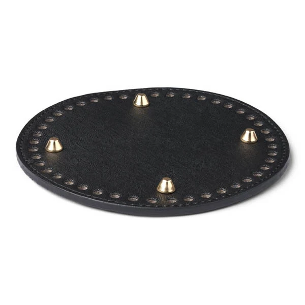 HobbyArts Base Per Cesto In Pelle Rotonda, Pelle Sintetica, Nera, 1 pz (15 cm)