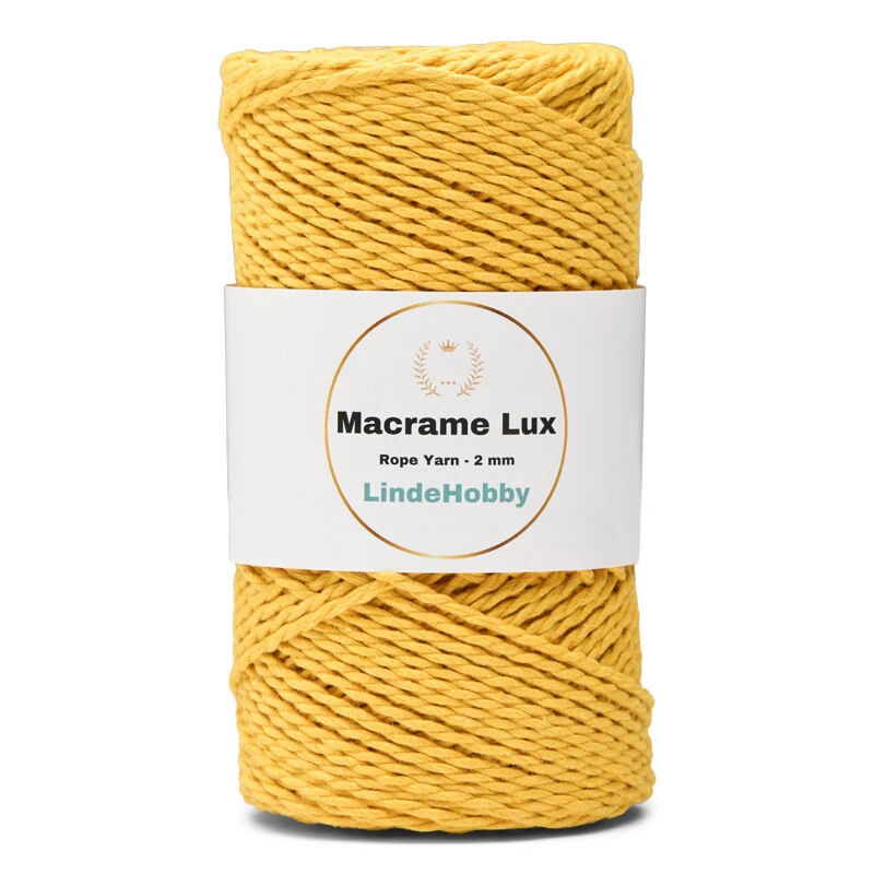 LindeHobby Macrame Lux, Corda per Macramè, 2 mm 07 Giallo
