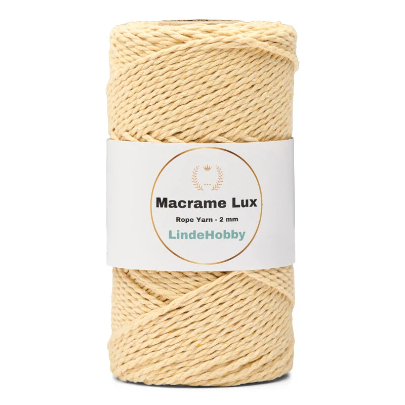 LindeHobby Macrame Lux, Corda per Macramè, 2 mm 08 Giallo chiaro