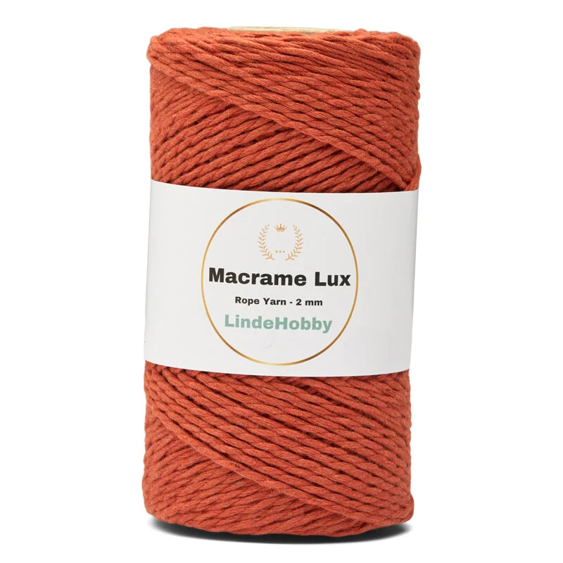LindeHobby Macrame Lux, Corda per Macramè, 2 mm 09 Arancione bruciato