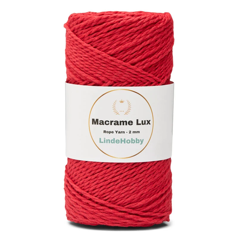 LindeHobby Macrame Lux, Corda per Macramè, 2 mm 10 Rosso