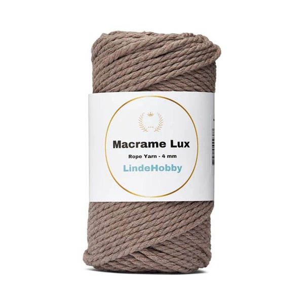 LindeHobby Macrame Lux, Corda per Macramè, 4 mm Beige scuro