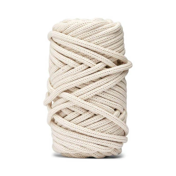 LindeHobby Macrame Lux, Corda per Macramè Intrecciata, 6 mm Bianco naturale