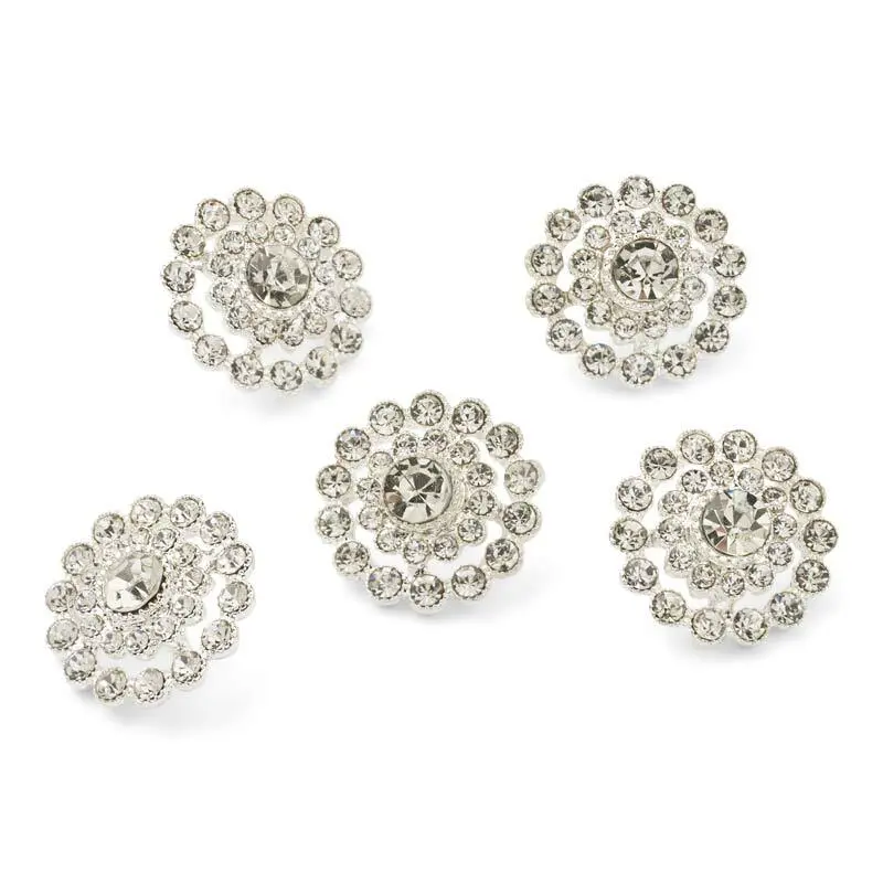 HobbyArts Bottoni con Strass, Bianchi, 17 mm, 5 pezzi