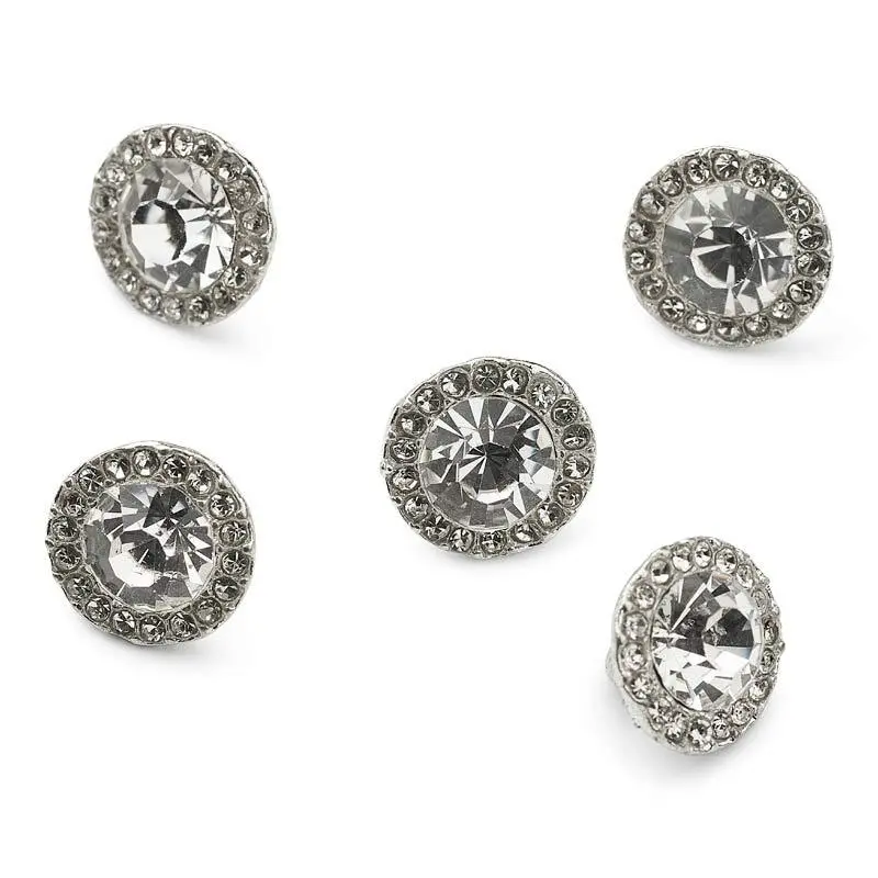 HobbyArts Bottoni con Strass, Bianchi, 11 mm, 5 pezzi