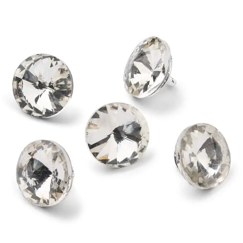 HobbyArts Bottoni in cristallo, Bianchi, 14 mm, 5 pezzi