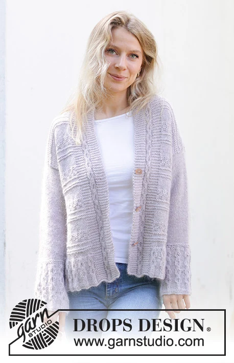243-18 Lavender Romance Cardigan by DROPS Design