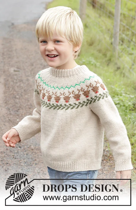 47-18 Reindeer Dance Sweater by DROPS Design