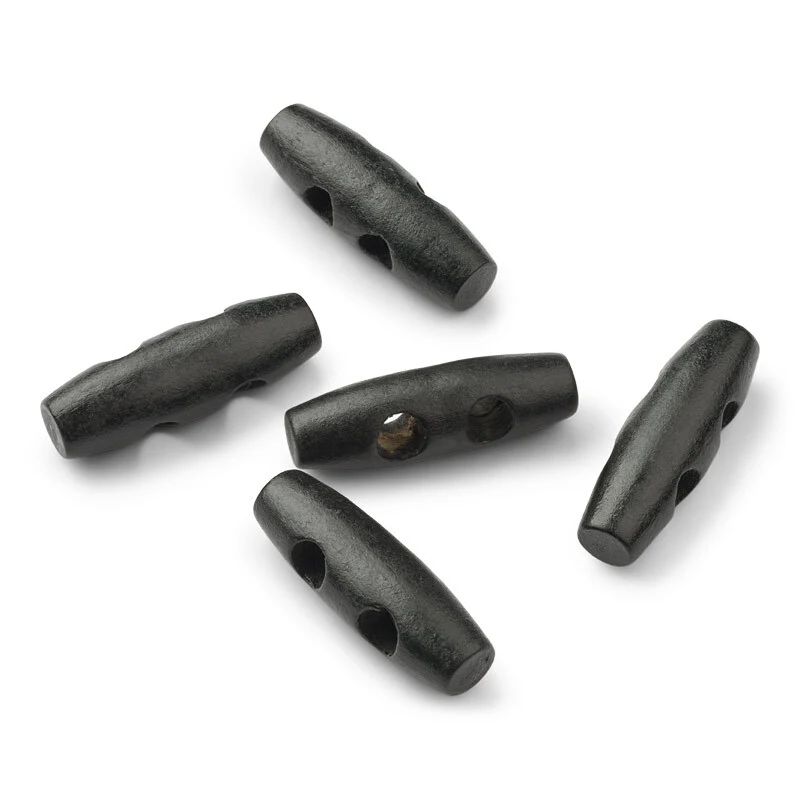 LindeHobby Bottoni Duffel in Legno Nero, 30 mm, 5 pz