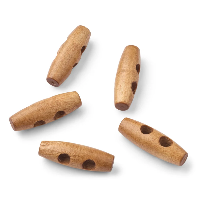LindeHobby Bottoni Duffel in Legno Marrone, 30 mm, 5 pz