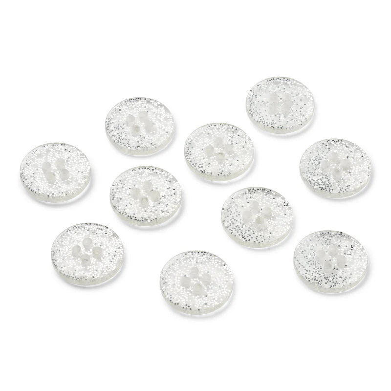 LindeHobby Bottoni Glitterati Argento, 15 mm, 10 pz