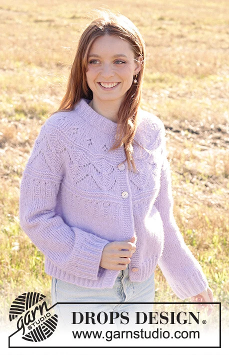 250-36 Lavender Harvest Cardigan by DROPS Design