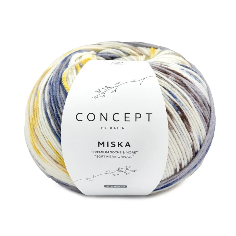 Katia Concept Miska Socks 104 Blu-Cammello-Giallo