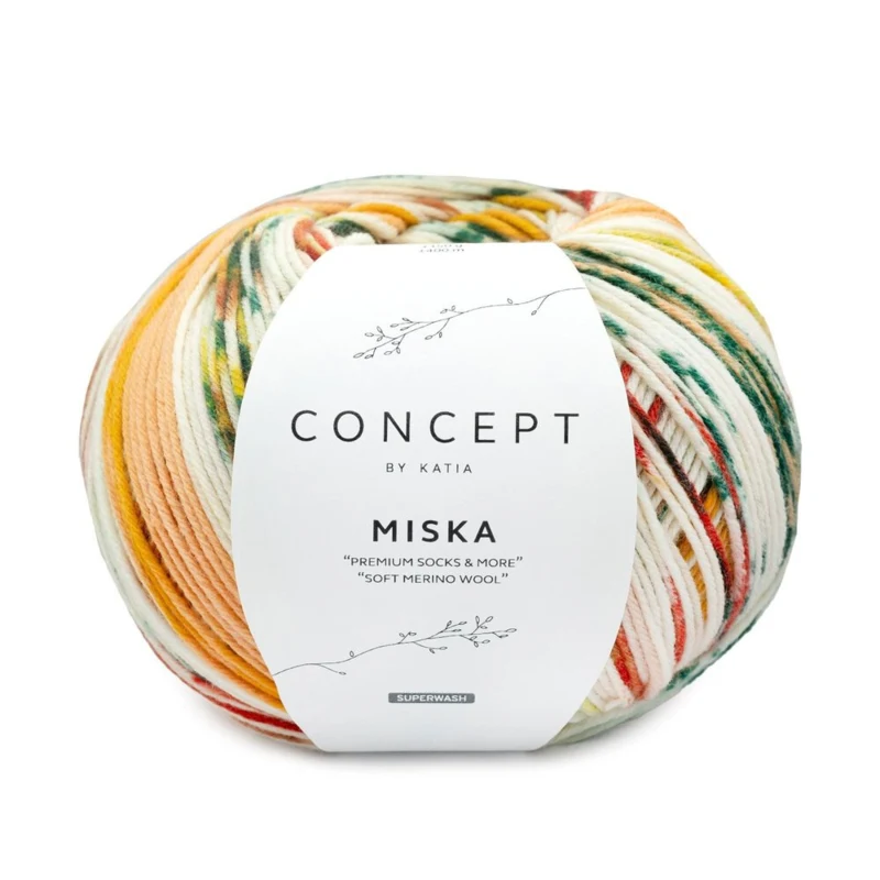 Katia Concept Miska Socks 101 Giallo Ocra-Pistacchio-Arancione