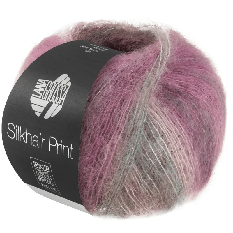 Lana Grossa Silkhair Print 436 Talpa/verde menta/beige chiaro/ciclamino/borgogna