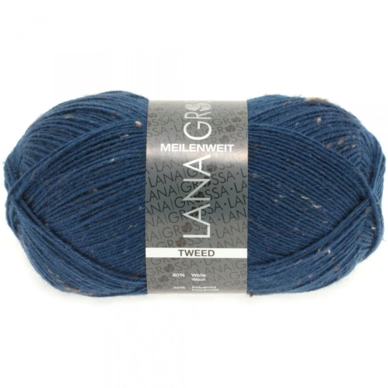 Lana Grossa Meilenweit 100 Tweed 128 Blu petrolio scuro