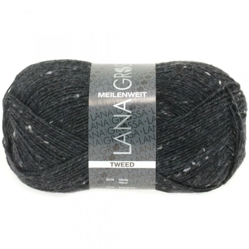 Lana Grossa Meilenweit 100 Tweed 107 Antracite