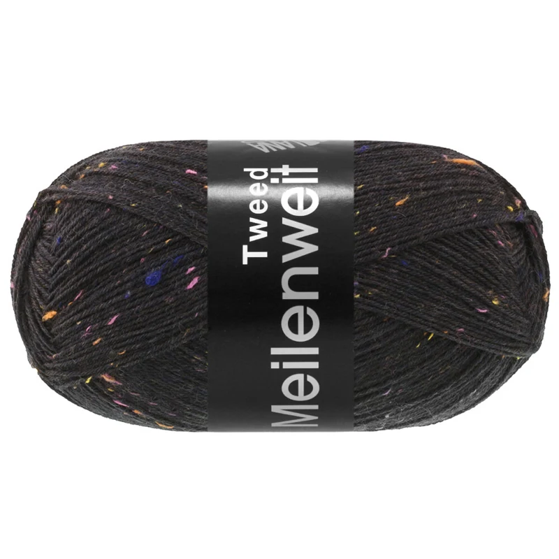 Lana Grossa Meilenweit 100 Tweed 186 Nero carbone