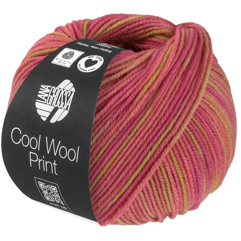 Lana Grossa Cool Wool Print 840 Giallo sabbia/Erika/Rosa orchidea