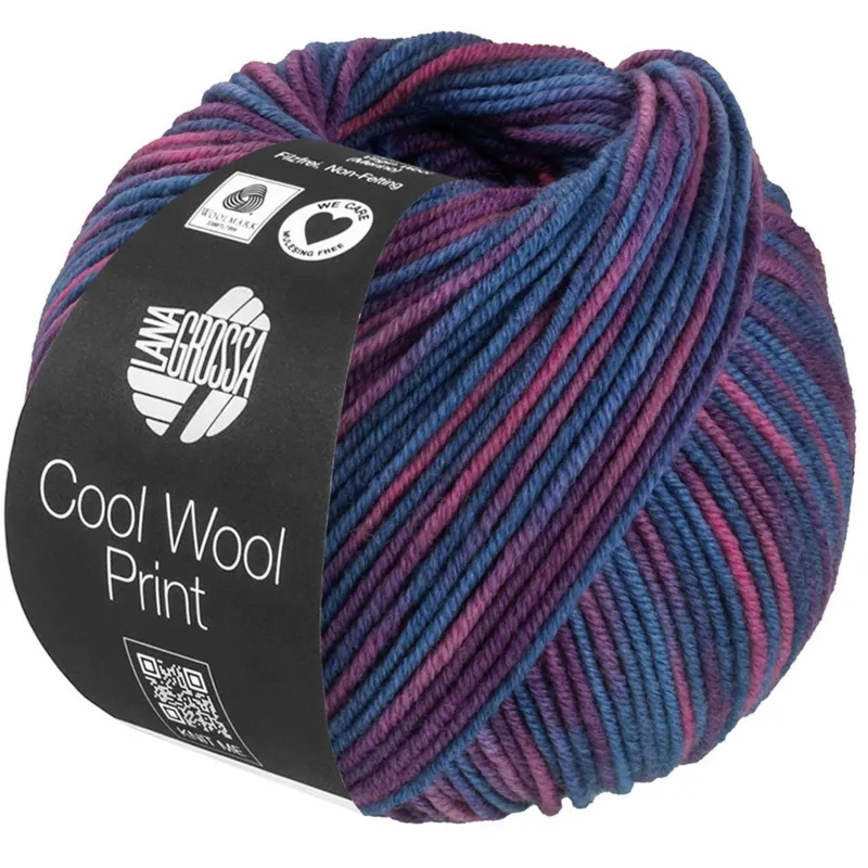 Lana Grossa Cool Wool Print 837 BluColomba/Prugna/Viola rossastro