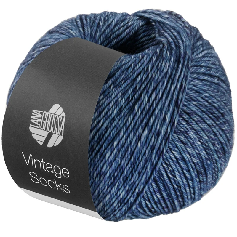 Lana Grossa Vintage Socks 1005 Jeans/grigio blu/blu scuro melangiato