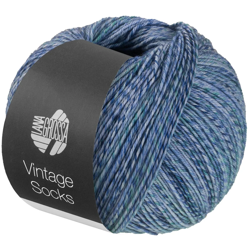 Lana Grossa Vintage Socks 1017 Grigio chiaro/jeans/blu violaceo/grigio verde mélange