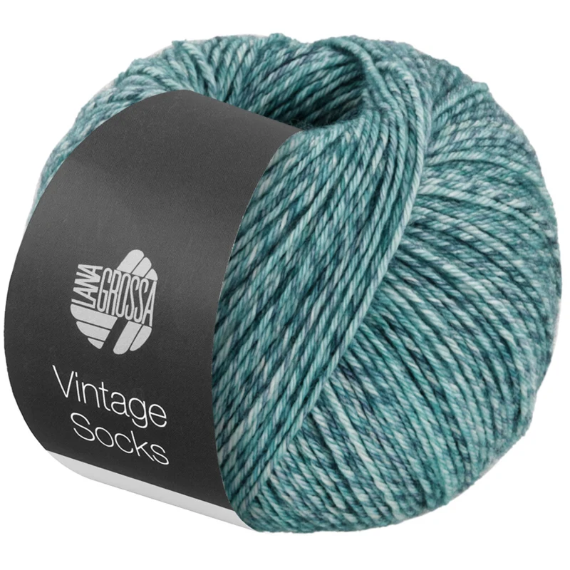 Lana Grossa Vintage Socks 1003 Menta/grigio blu/jeans/petrolio melangiato