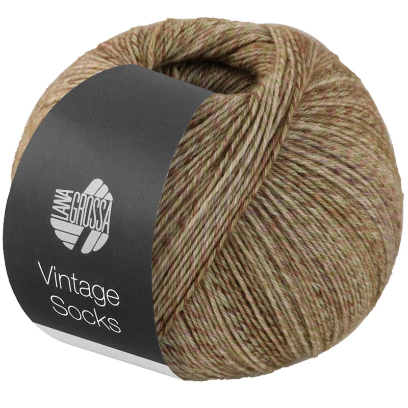 Lana Grossa Vintage Socks 1013 Kaki/beige chiaro/verde tenue/marrone melangiato