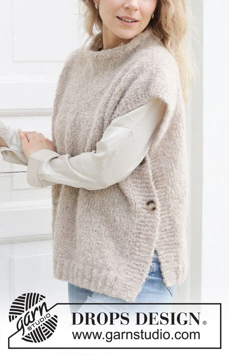 255-40 Latte Love Vest by DROPS Design