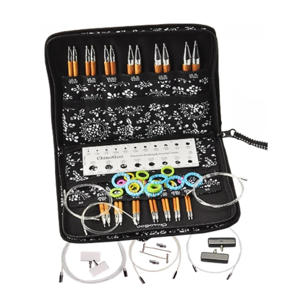 ChiaoGoo Set di Ferri Circolari Componibili, Spin Bambù, Completo, 13 cm