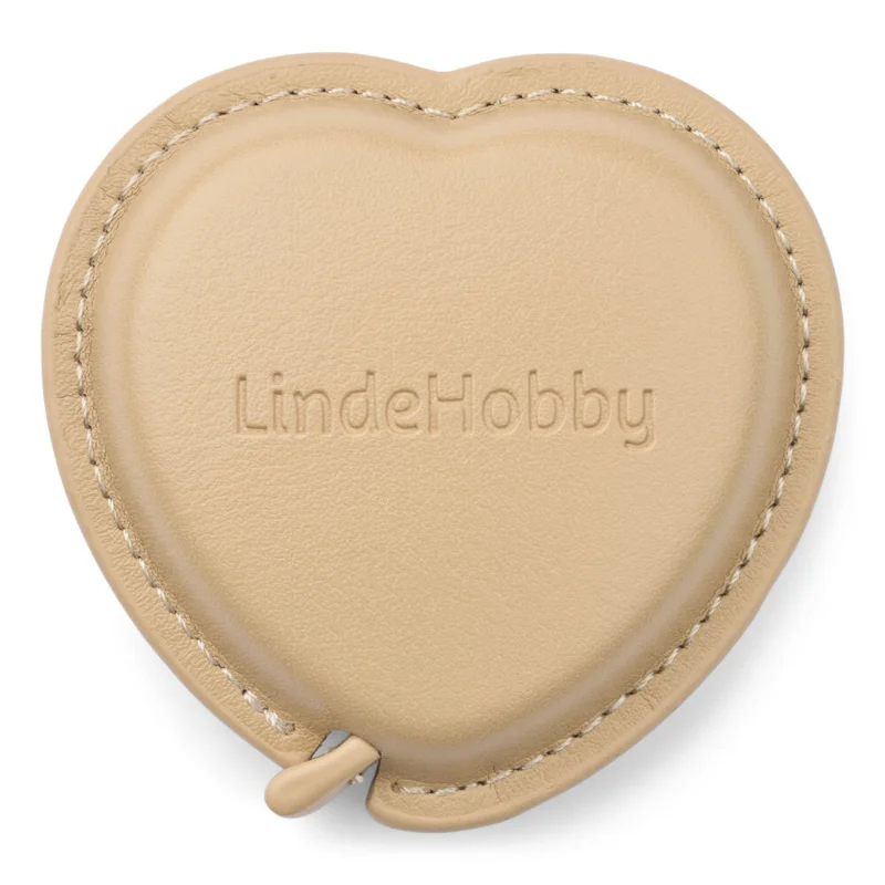 LindeHobby Metro a Nastro Retrattile, PU-Pelle, Cuore, 150 cm Albicocca
