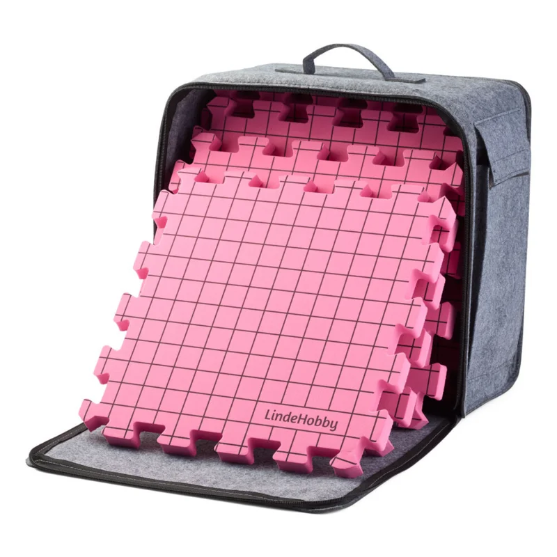 LindeHobby Tappetini per Blocking in Borsa di Feltro con 100 Spilli a T, Rosa