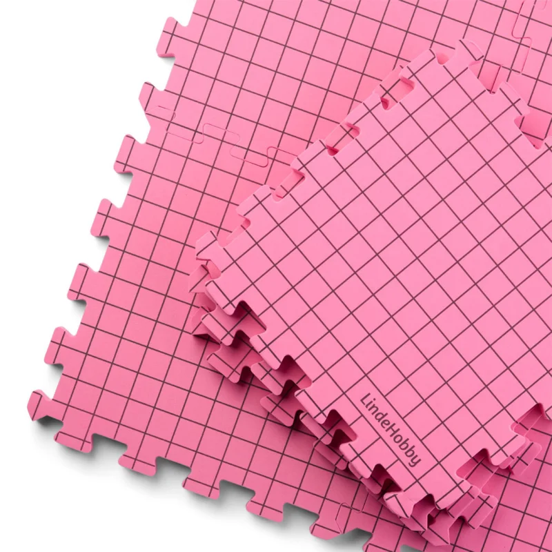 LindeHobby Tappetini per Blocking in Borsa di Feltro con 100 Spilli a T, Rosa
