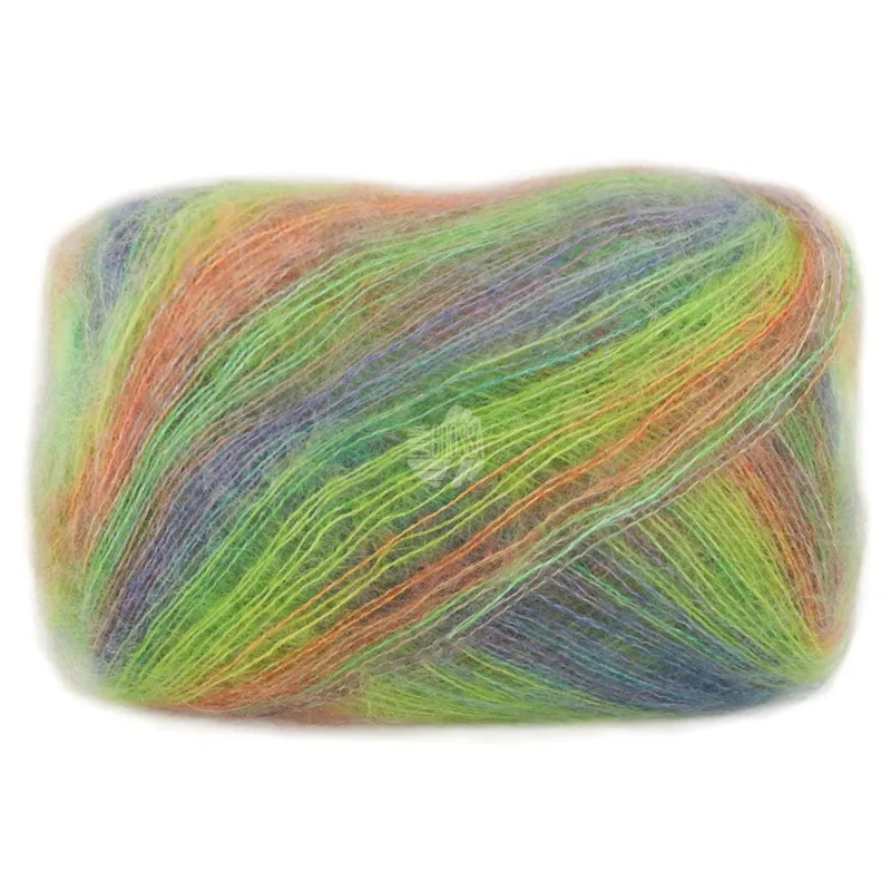 Lana Grossa Cottonhair 102 Arancione/verde/verde giallo/blu viola/grigio marrone